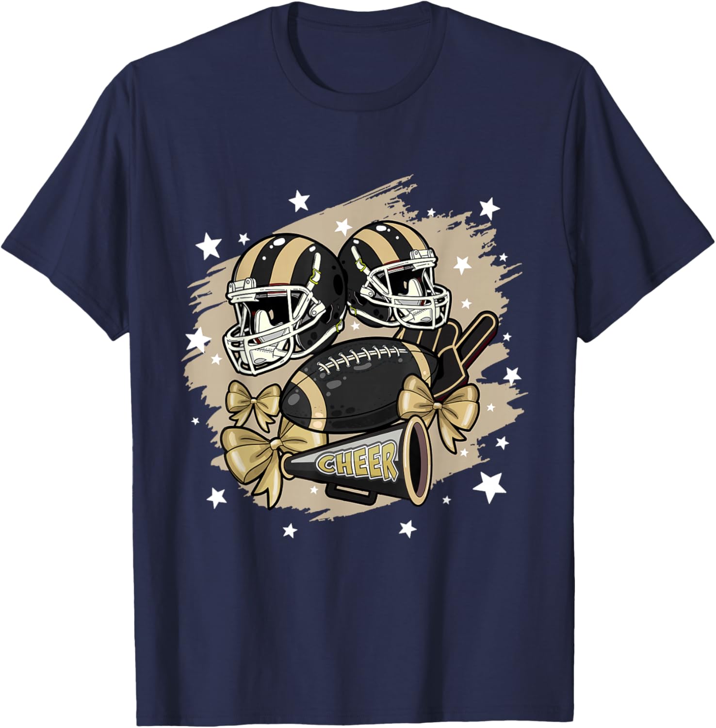 Football Cheer Mom Sister Black Coquette Bow Game Day Women T-Shirt - T-Shirt | Navy