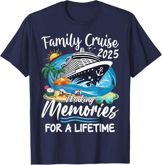 Family Cruise 2025 Vacation Family Reunion Cruise Ship Party T-Shirt - T-Shirt | Navy