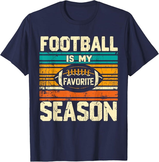 Football Is My Favorite Season Retro Football T-Shirt - T-Shirt | Navy