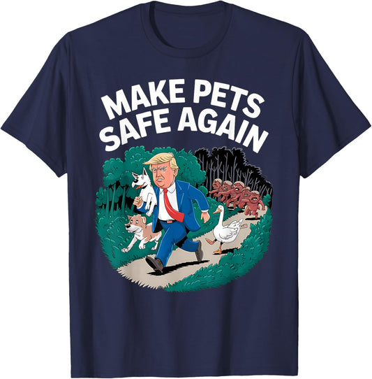 Ohio Cats Dogs Goose 2024 Debate Make Pets Safe Again T-Shirt - T-Shirt | Navy