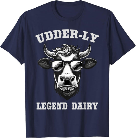 Cow legend dairy udderly fun cow pun farmer country western T-Shirt - T-Shirt | Navy