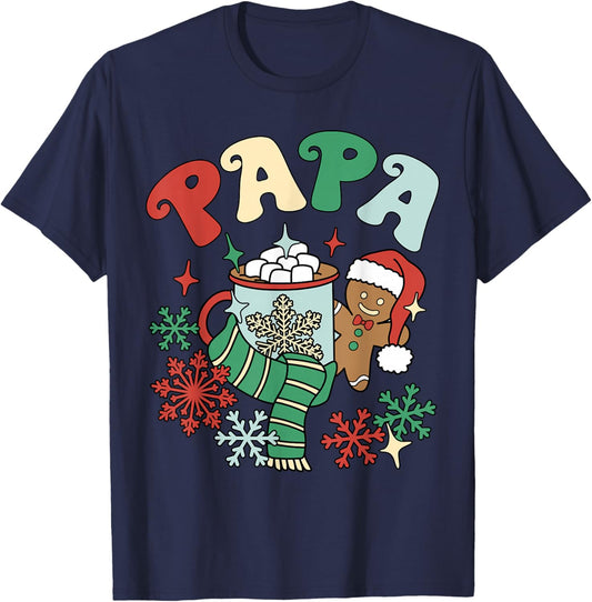 Papa Hot Cocoa Gingerbread Matching Family Christmas T-Shirt - T-Shirt | Navy