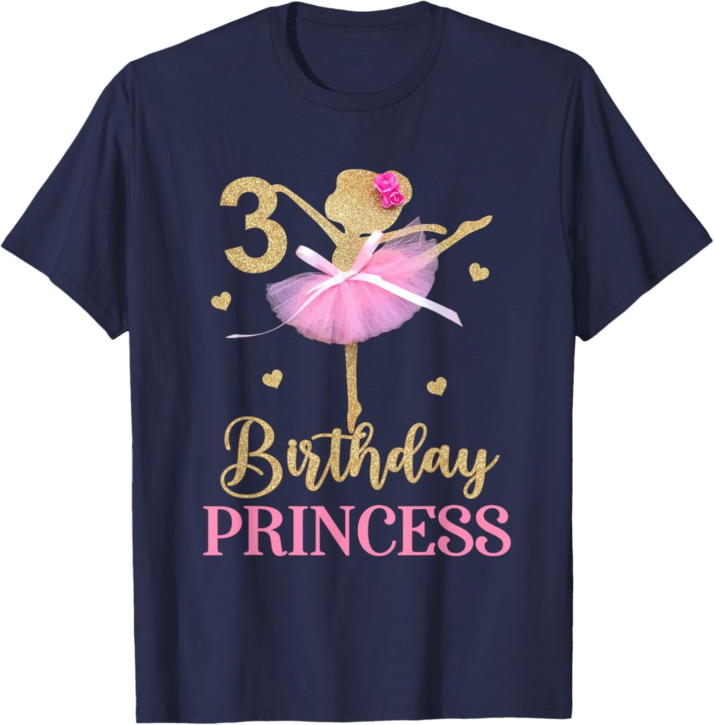 It's My 3rd Birthday Ballerina Ballet Three Years Old Bday T-Shirt - T-Shirt | Navy