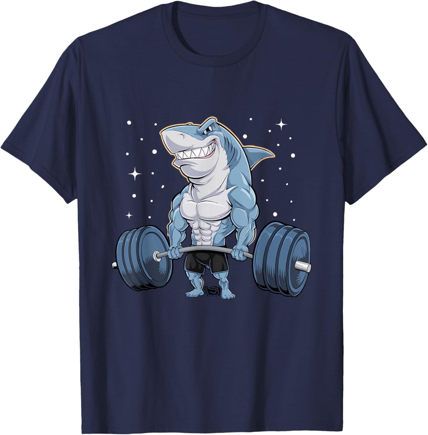 Workout Shark Weight Lifting Graphic Men Women Funny Gym T-Shirt - T-Shirt | Navy