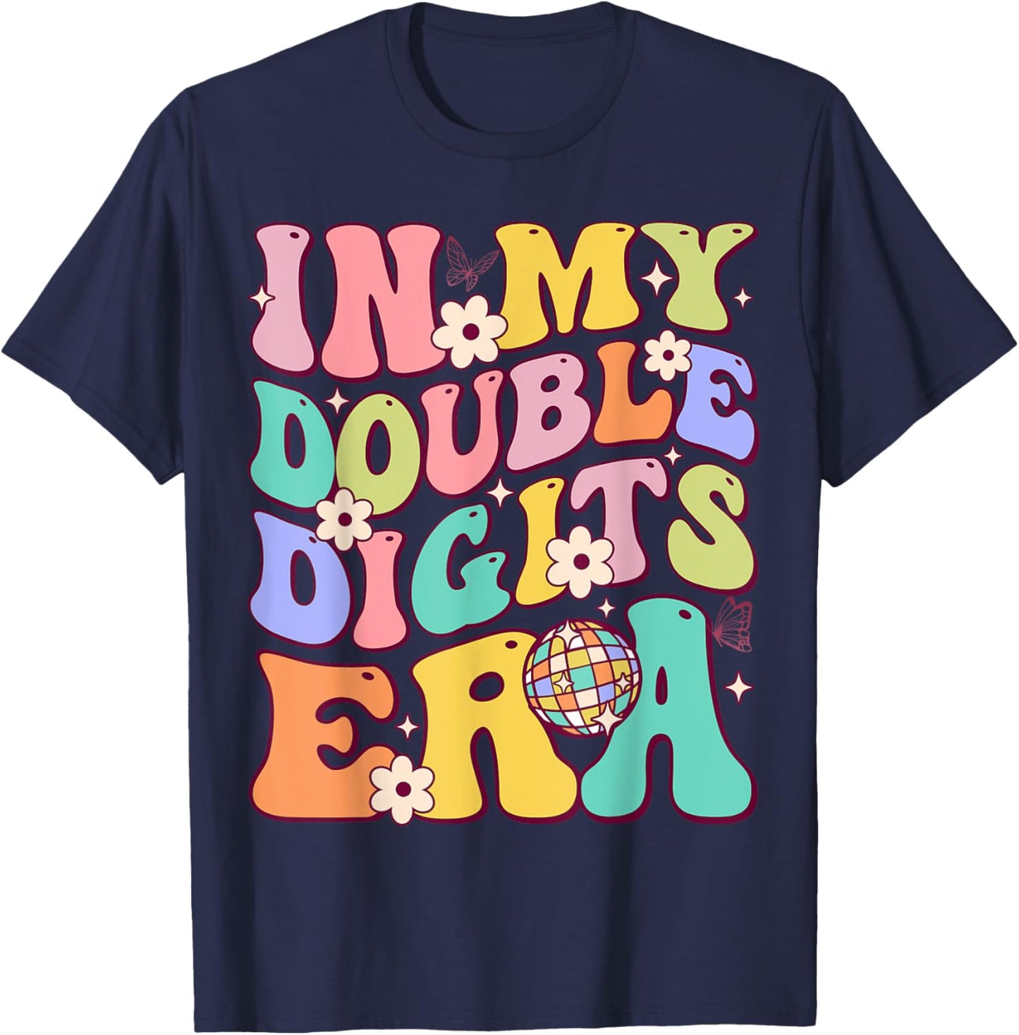 Girl In My Double Digits Era Retro 10 Year Old 10th Birthday T-Shirt - T-Shirt | Navy