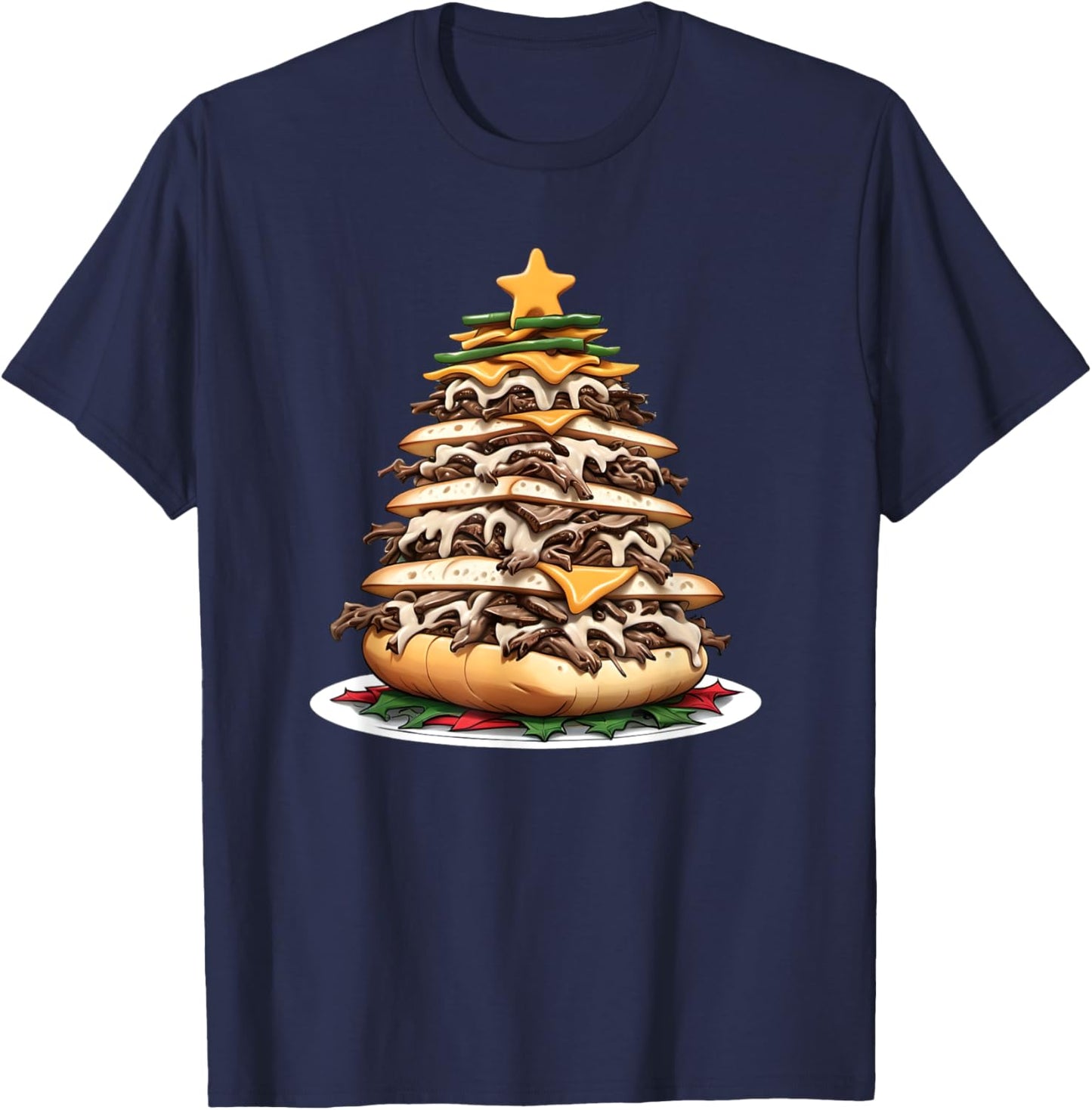 Philly Cheesesteak Christmas Tree T-Shirt - T-Shirt | Navy