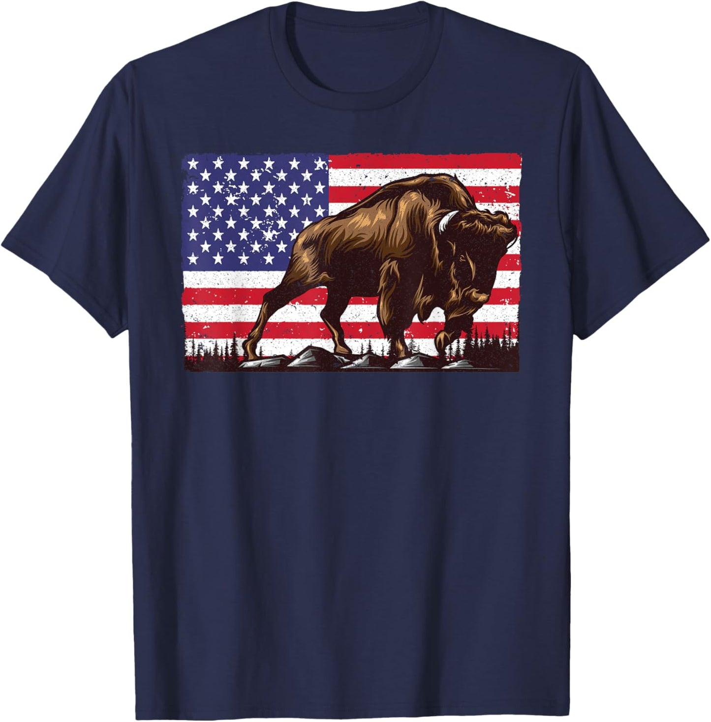 Cool Bison Design Women Kids Buffalo Bison Lovers T-Shirt - T-Shirt | Navy