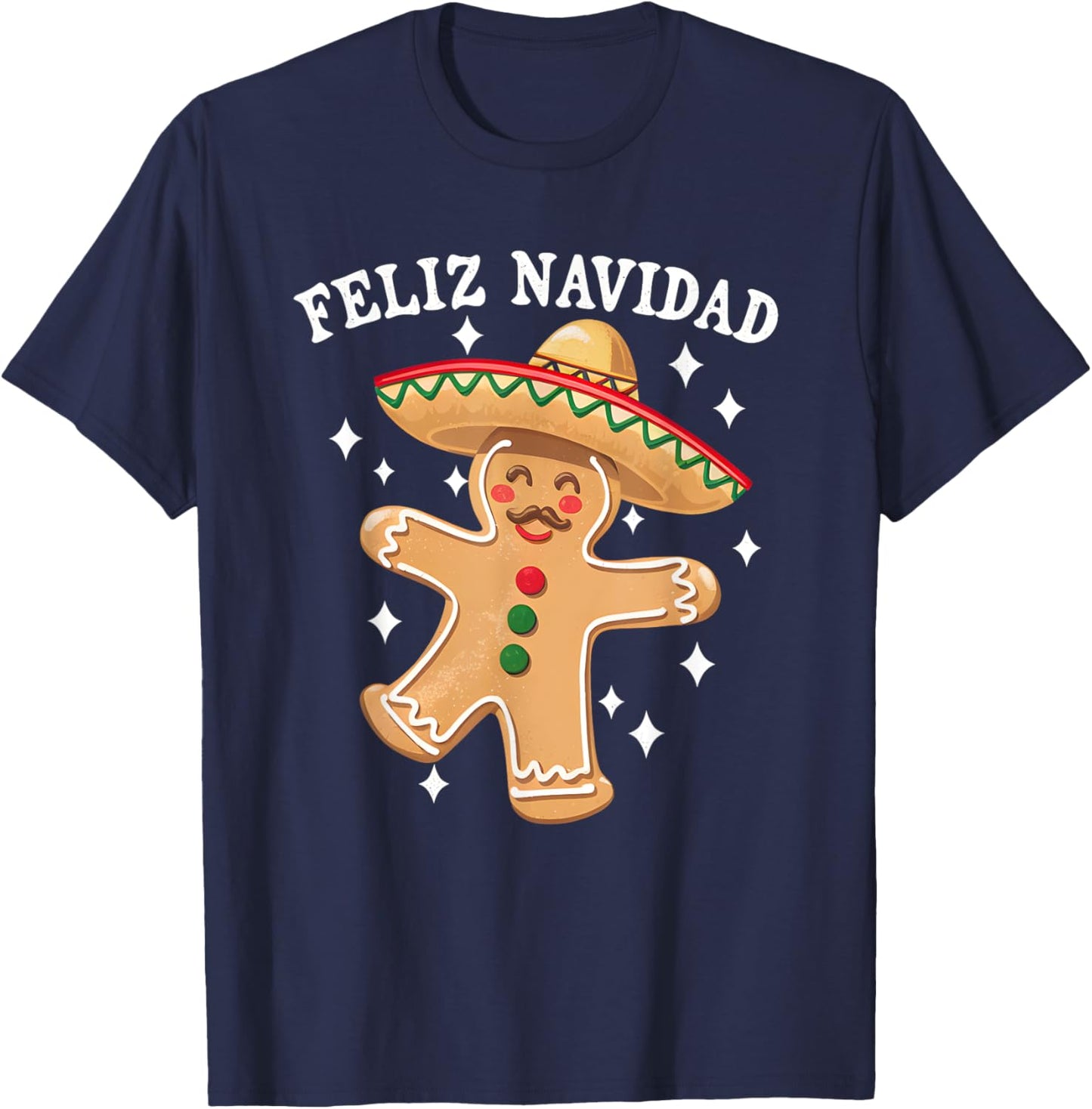 Feliz Navidad Merry Christmas Xmas Lights Pajamas Cookie T-Shirt - T-Shirt | Navy