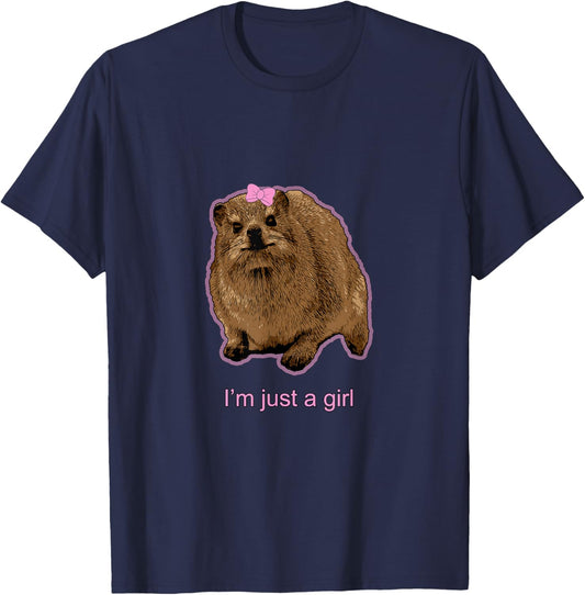 I'm Just a Girl Hyrax | Cutesy Rock Hyrax T-Shirt - T-Shirt | Navy