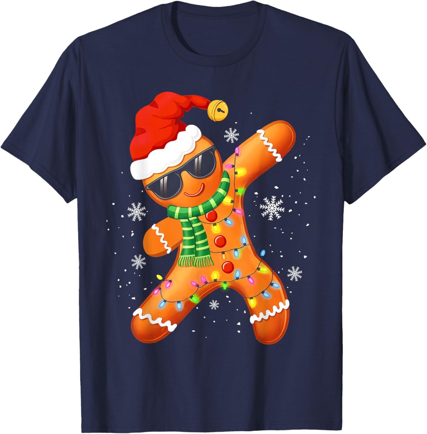 Christmas Shirts Kids Boys Toddler Gingerbread Xmas Lights T-Shirt - T-Shirt | Navy