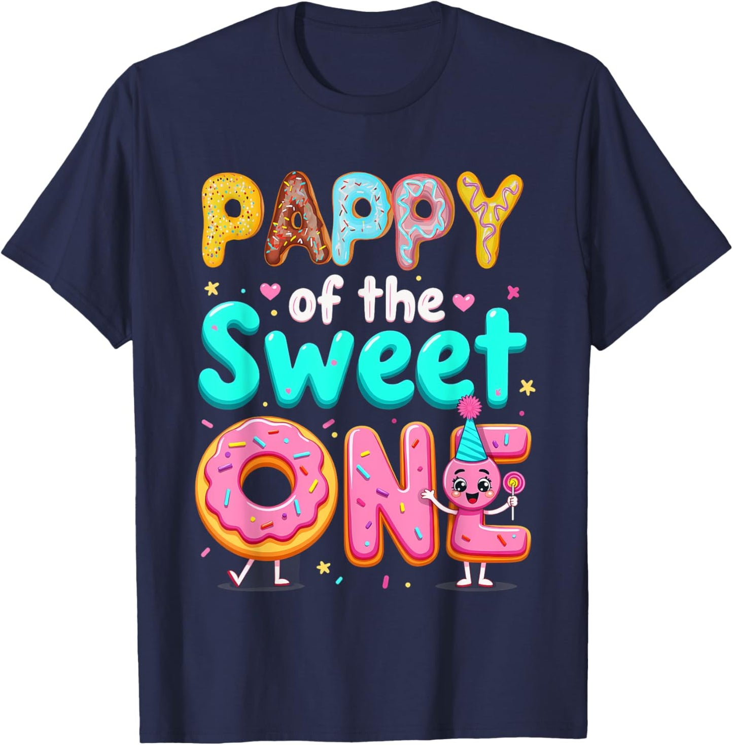 1st Birthday Donut Grandpa Pappy Of The Sweet One T-Shirt - T-Shirt | Navy