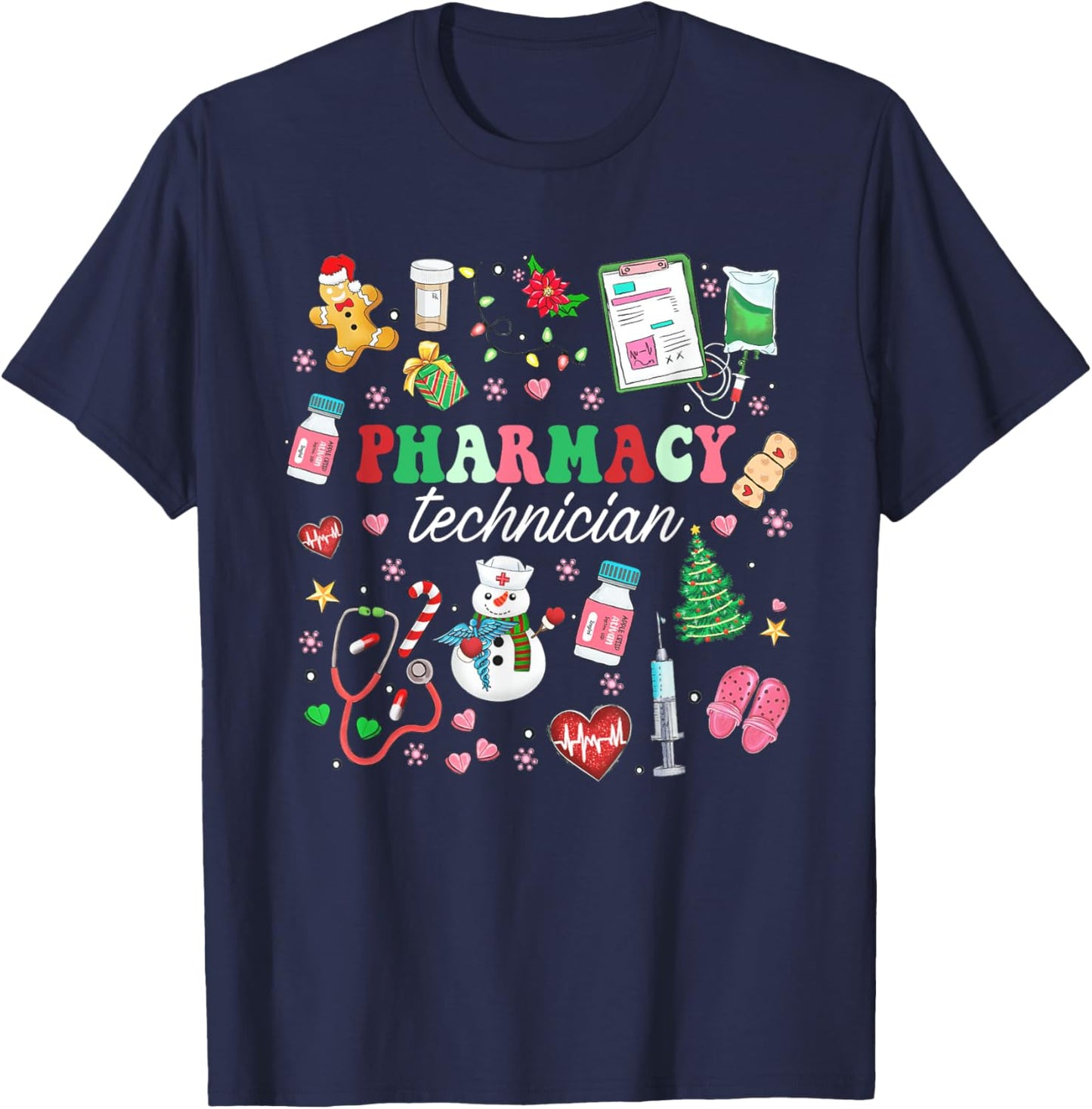 Pharmacy Technician Christmas Pharmacist CPhT Xmas Holiday T-Shirt - T-Shirt | Navy