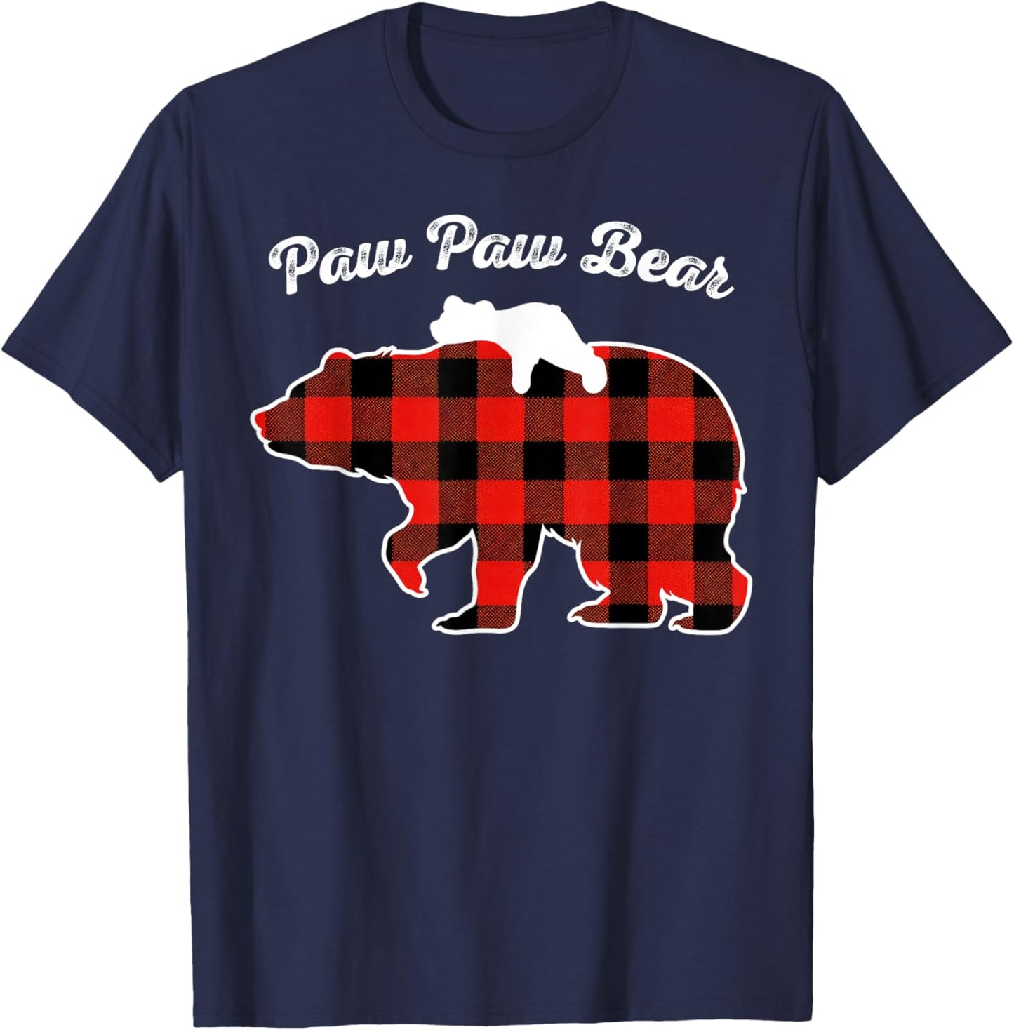 Paw Paw Bear Flannel Red Plaid Pajama Family Matching XMAS T-Shirt - T-Shirt | Navy