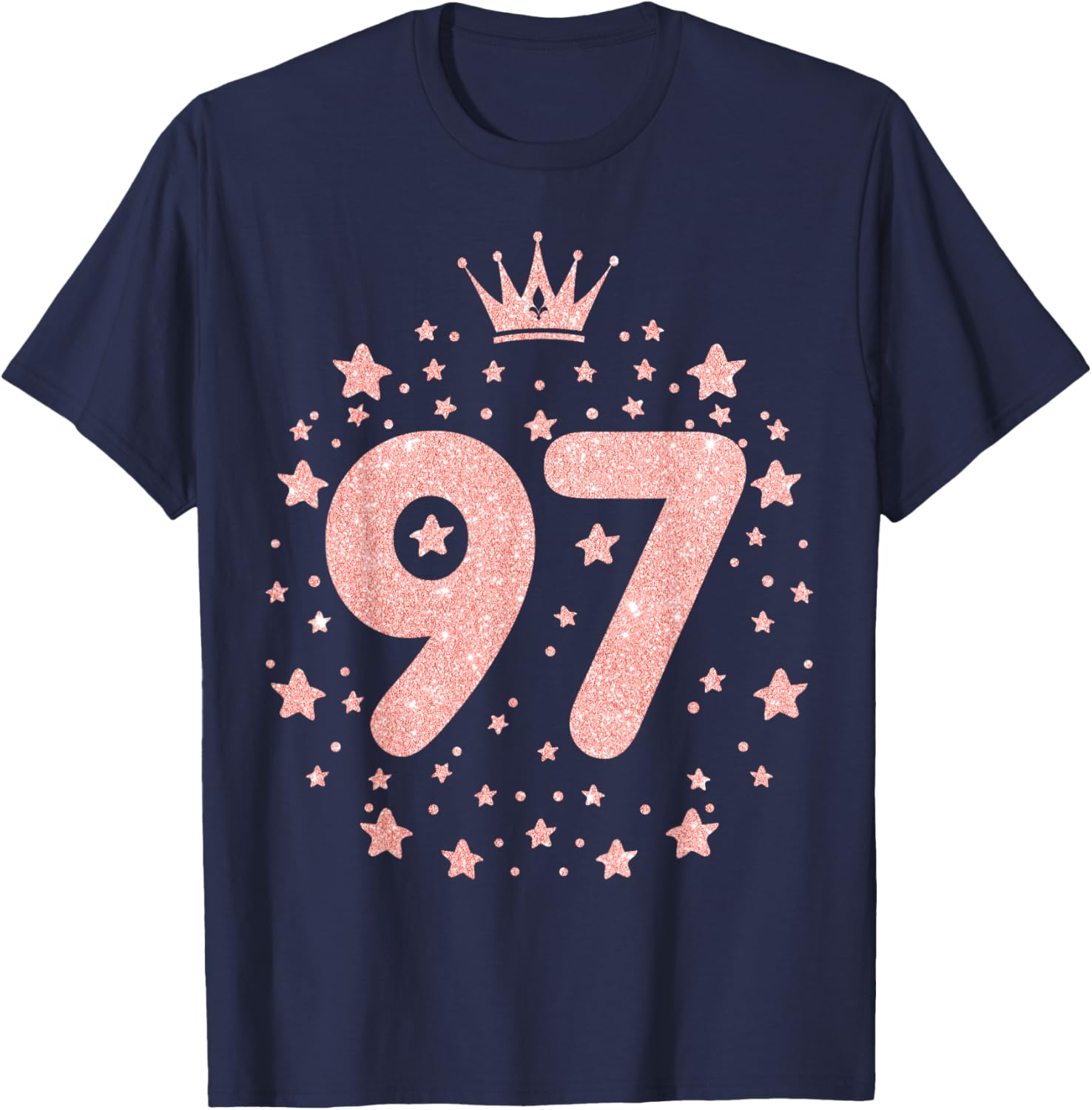 97 Pink Crown 97 Years Old Happy 97th Birthday Girl Women T-Shirt - T-Shirt | Navy