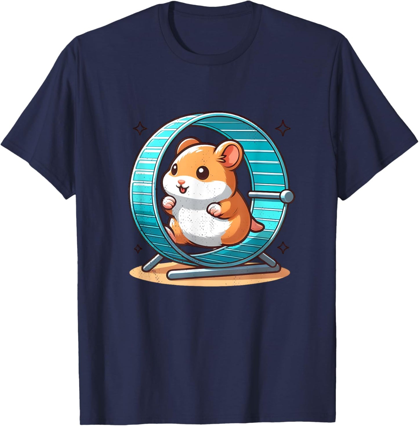 Hamster Running in Wheel T-Shirt - T-Shirt | Navy