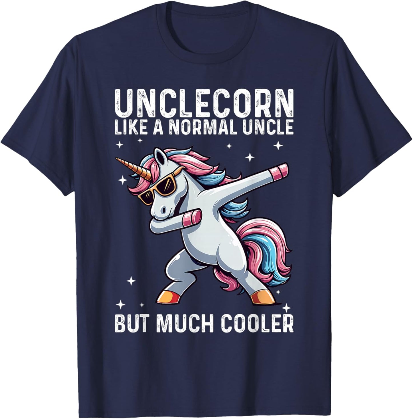 Unicorn Uncle Girl Birthday Party Apparel, UncleCorn Cute T-Shirt - T-Shirt | Navy