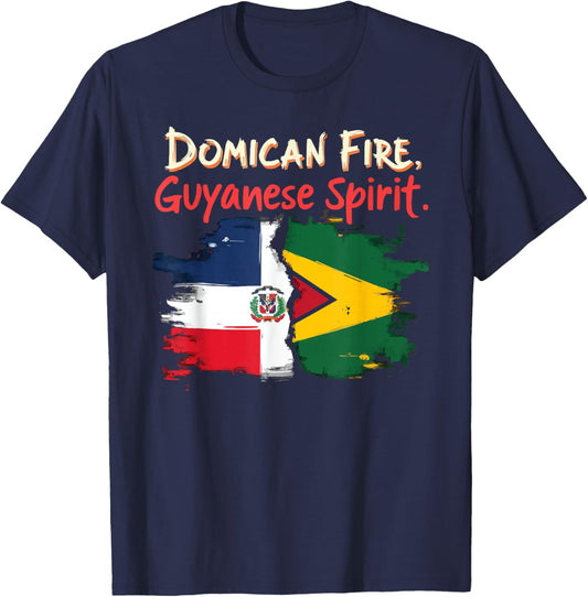 Half Dominican Half Guyanese Dominican Republic Flag Guyana T-Shirt - T-Shirt | Navy