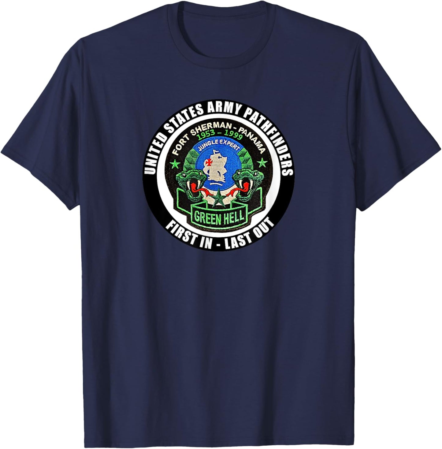 Fort Sherman Panama Jungle Warfare School Pathfinder Veteran T-Shirt - T-Shirt | Navy