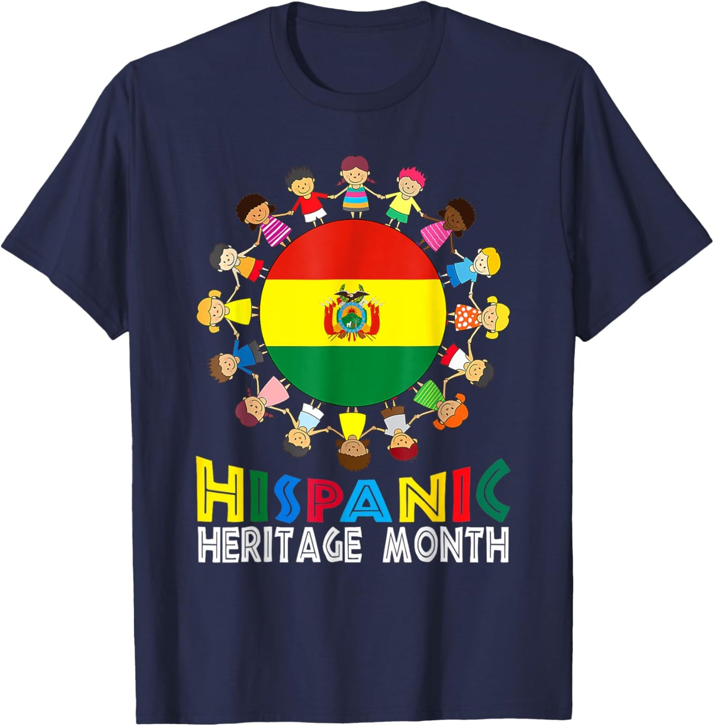 Bolivian Flag Hispanic Heritage Bolivia Boy Girl Kids T-Shirt - T-Shirt | Navy
