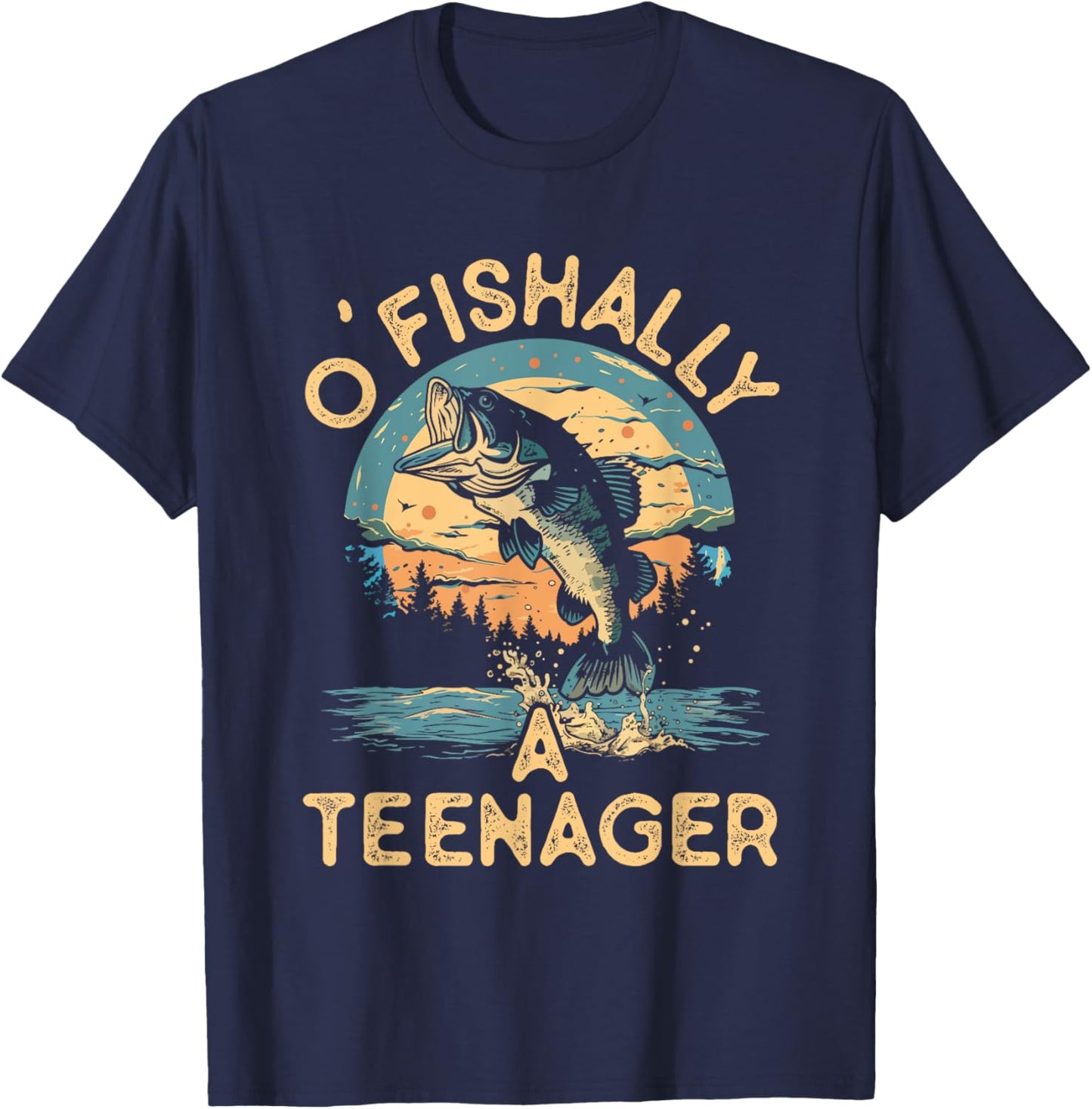 O'Fishally a Teenager Funny Fishing Teens Boys Girls Kids T-Shirt - T-Shirt | Navy