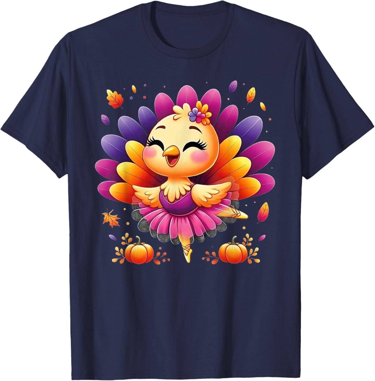 Ballet Turkey Ballet Dancer Fall Dance Girls Thanksgiving T-Shirt - T-Shirt | Navy