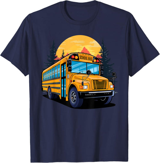 Yellow School Bus Driver Kids, Men, Women, Aide T-Shirt - T-Shirt | Navy