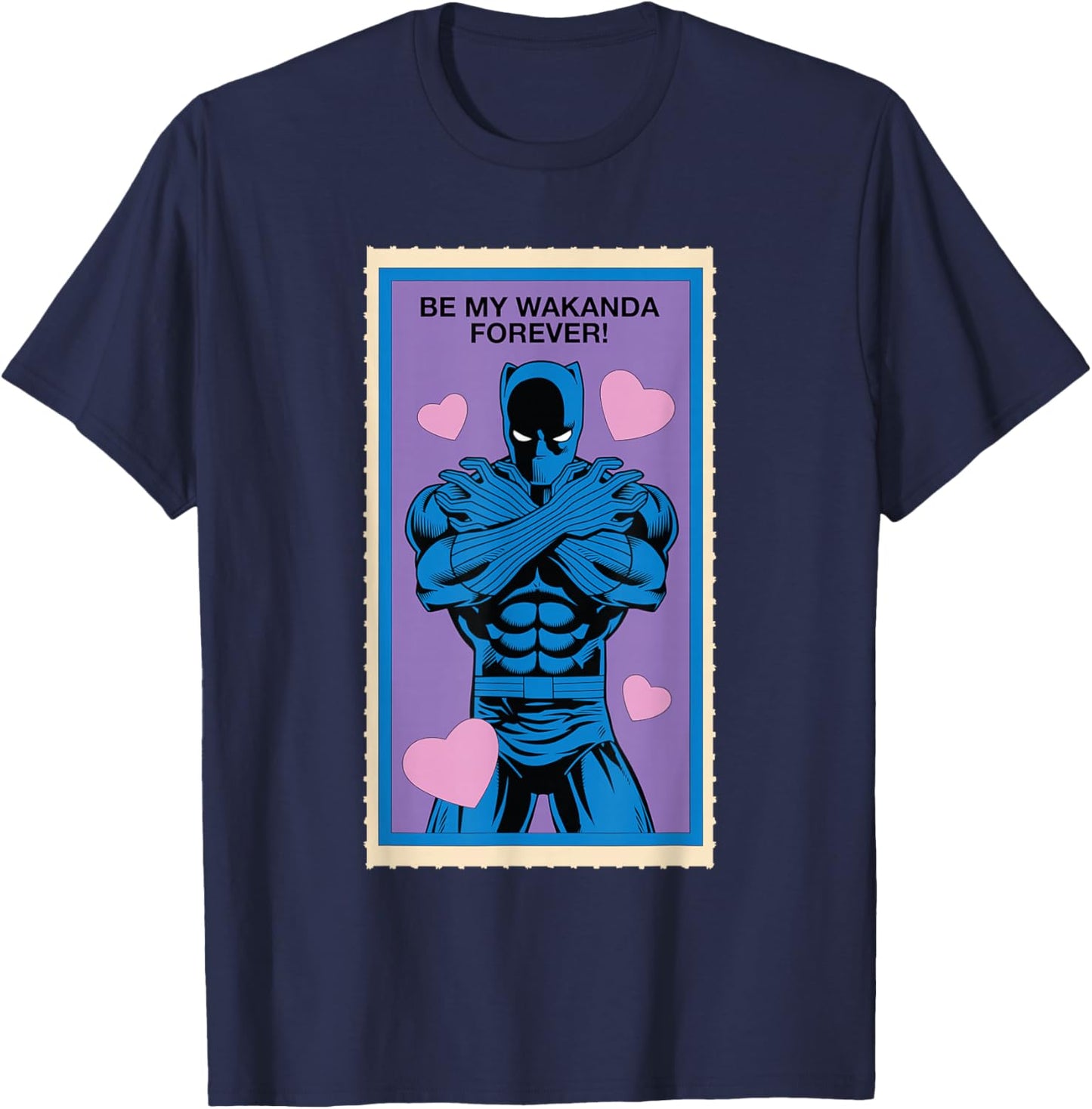 Marvel Retro '80s Valentine's Day Card Black Panther T-Shirt - T-Shirt | Navy