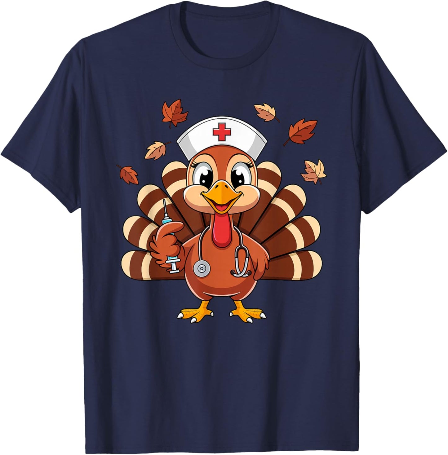Thanksgiving Nurse Turkey RN ICU ER NICU Nurse Crew Women T-Shirt - T-Shirt | Navy
