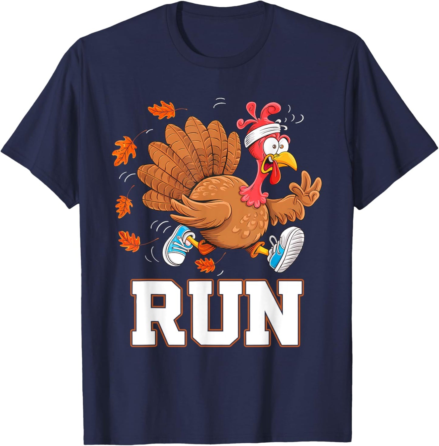 Turkey Run Thanksgiving Running Turkey Trot Costume T-Shirt - T-Shirt | Navy