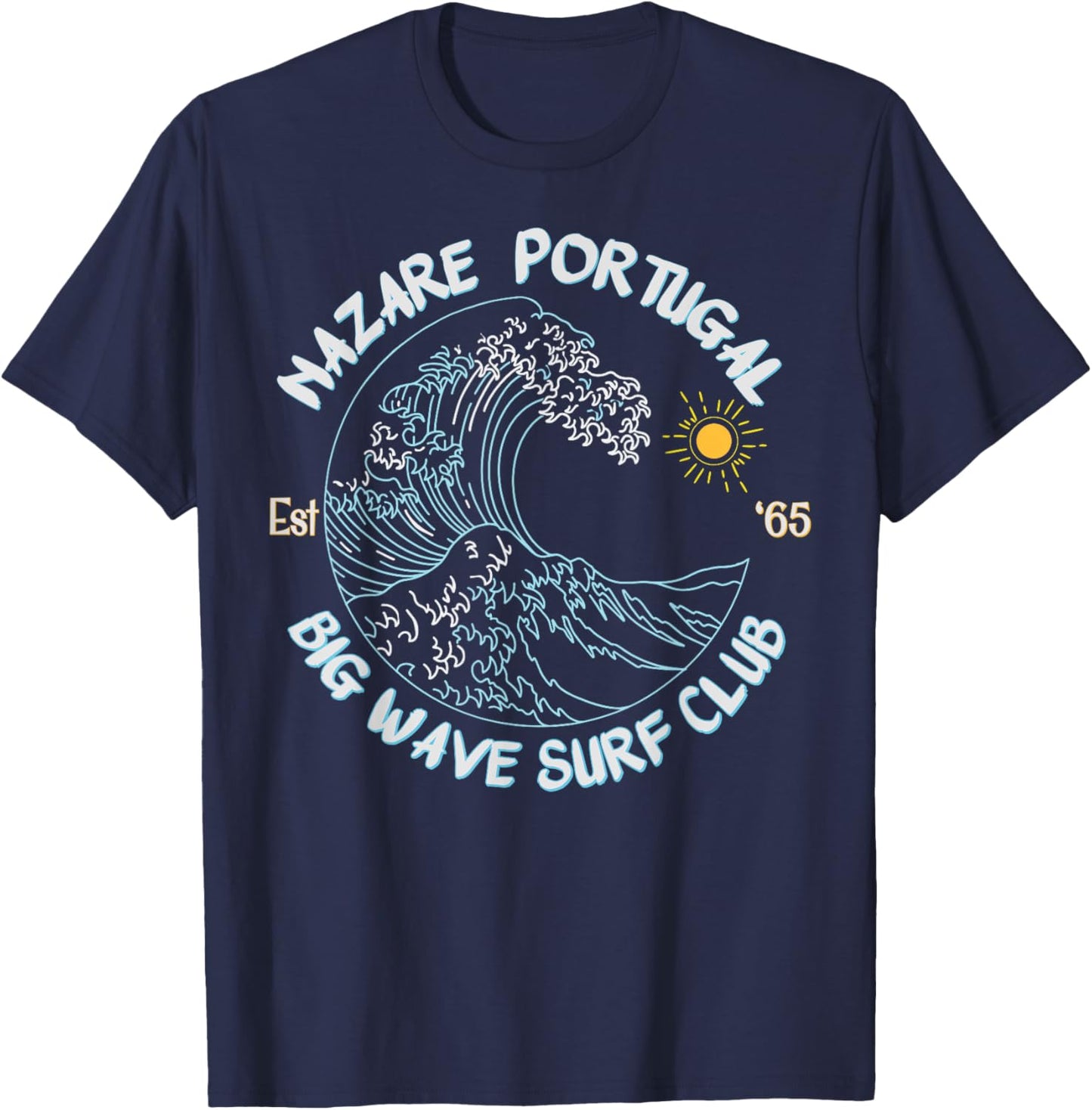 Nazare Portugal Big Wave Surf Club, surfing graphic T-Shirt - T-Shirt | Navy
