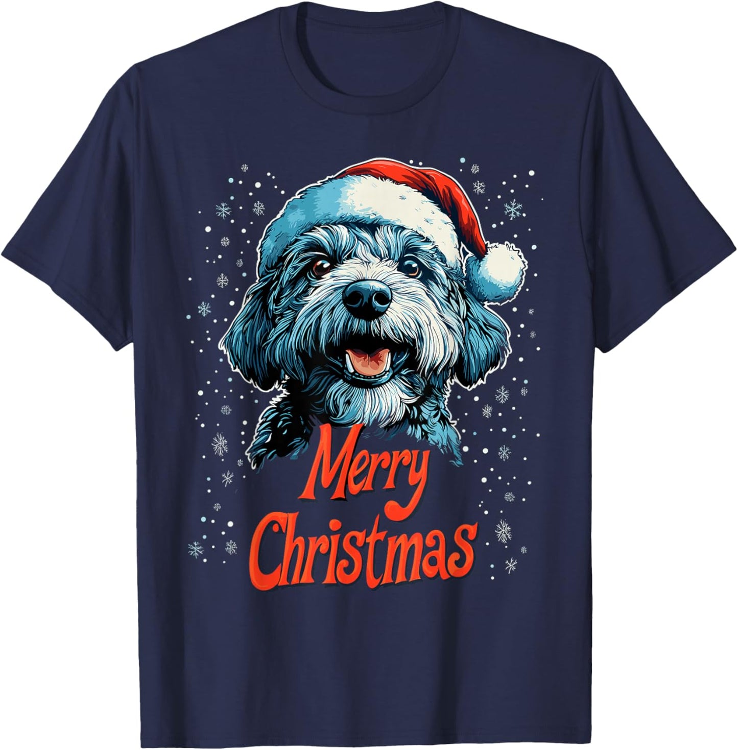 Funny Doodle Santa Merry Christmas Goldendoodle Lover Pajama T-Shirt - T-Shirt | Navy