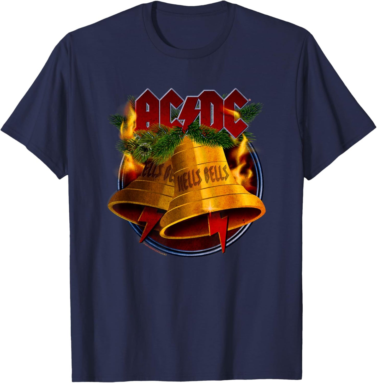 Official AC/DC Hells Bells Christmas Music Merch for Fans T-Shirt - T-Shirt | Navy