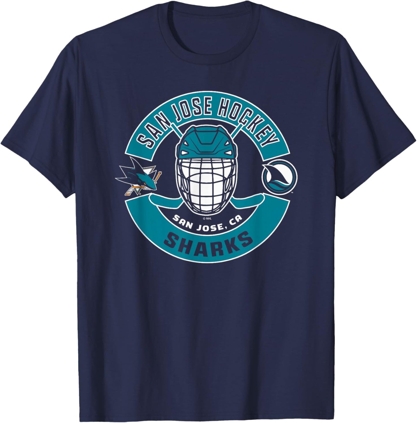 San Jose Sharks Mask Black Officially Licensed T-Shirt - T-Shirt | Navy