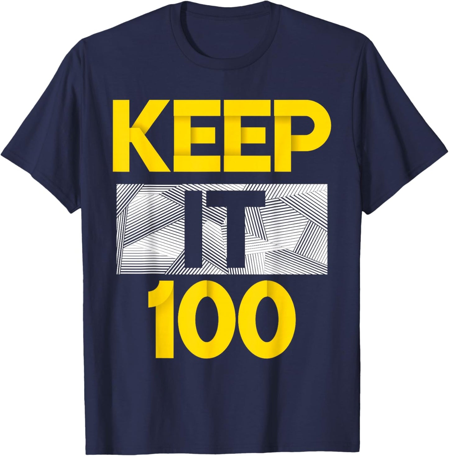Purple and Gold Keep It 100-Gold & Purple Colour Graphic T-Shirt - T-Shirt | Navy