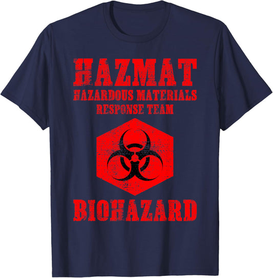 Hazardous Material Hazmat Response Team Grunge Biohazard T-Shirt - T-Shirt | Navy