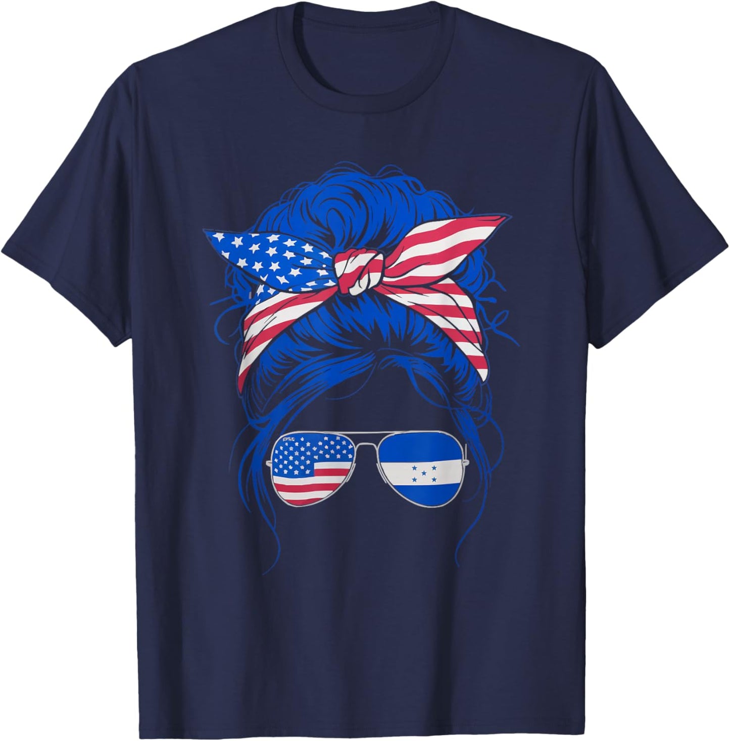 Half American Half Honduran USA Flag Honduras America T-Shirt - T-Shirt | Navy