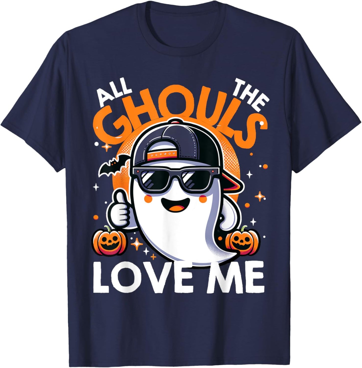 All The Ghouls Love Me Halloween Ghost Kids Boys Toddler T-Shirt - T-Shirt | Navy