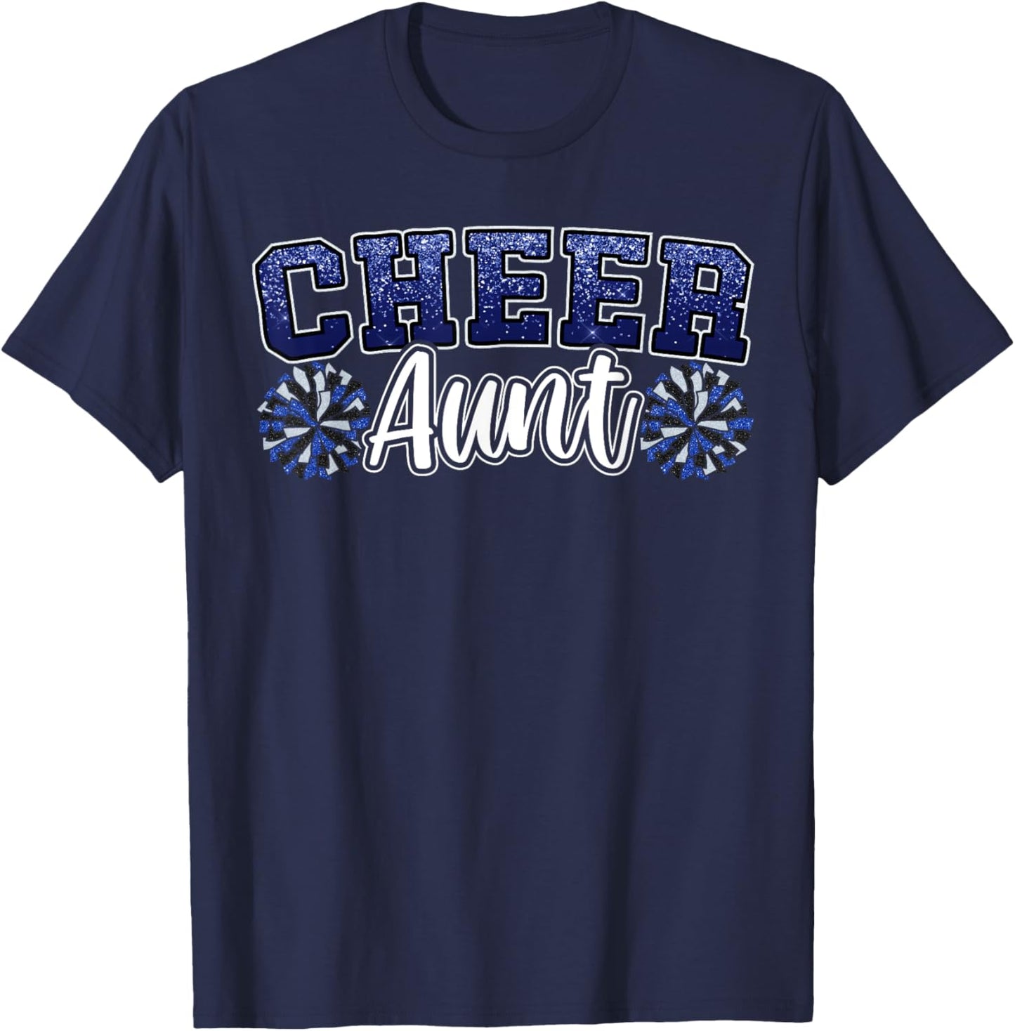Loud Proud Cheer Aunt Blue Pom Poms Cheerleader Niece Women T-Shirt - T-Shirt | Navy