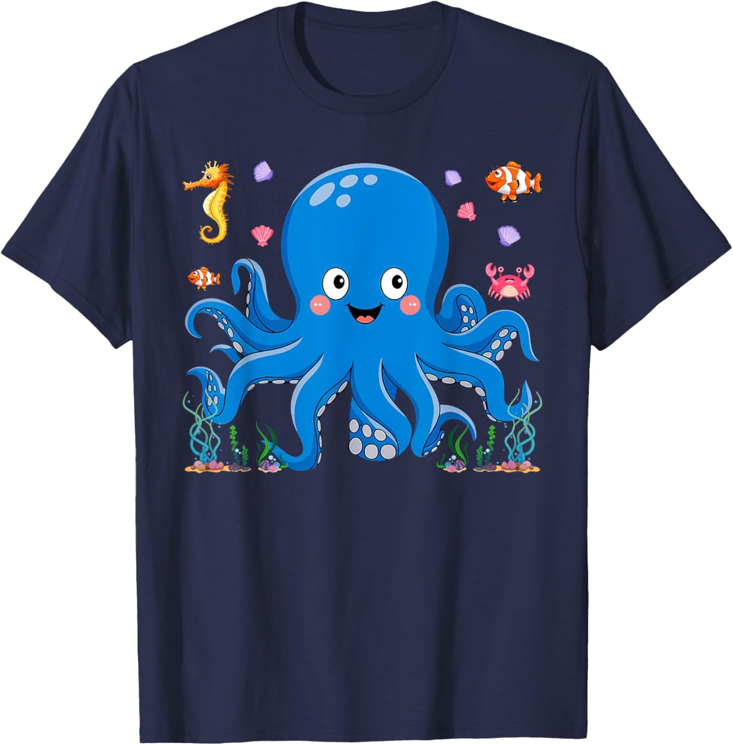 Cute Girls and Boys Octopus T-Shirt - T-Shirt | Navy