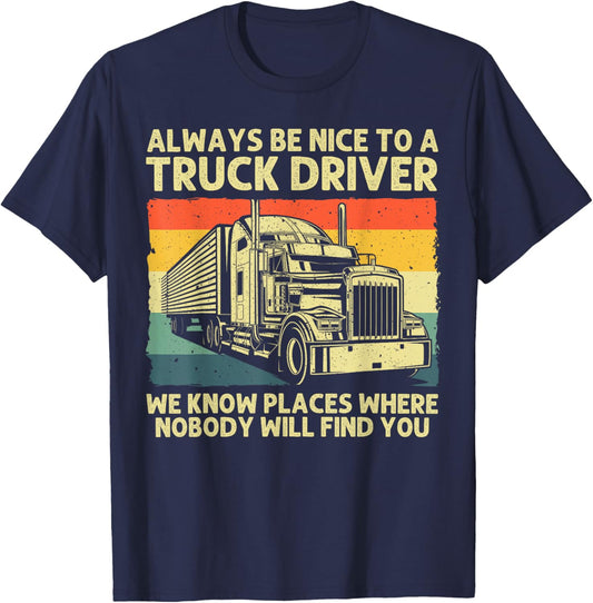 Best Truck Driver Art Dad Women Trucking CDL Trucker T-Shirt - T-Shirt | Navy