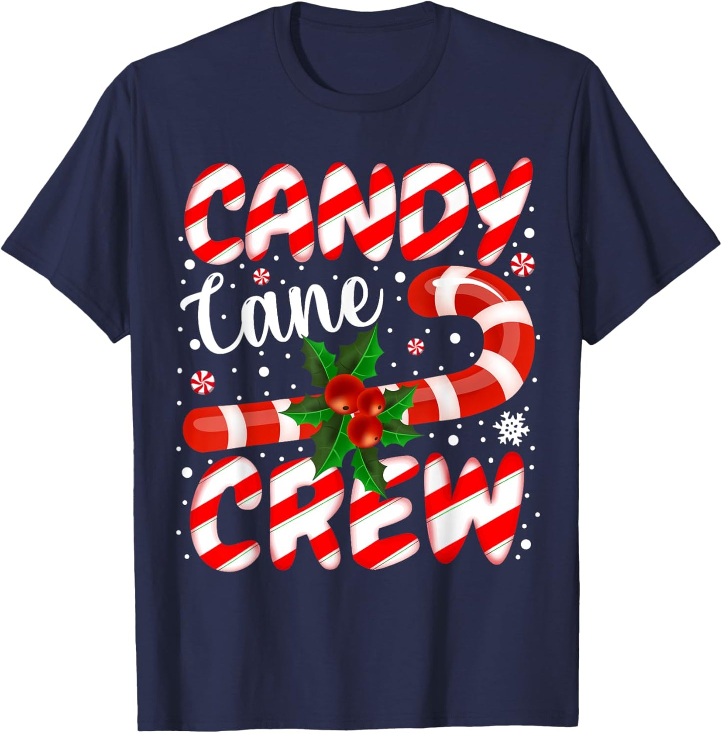 Candy Cane Crew Christmas Family Matching Xmas Pajamas T-Shirt - T-Shirt | Navy