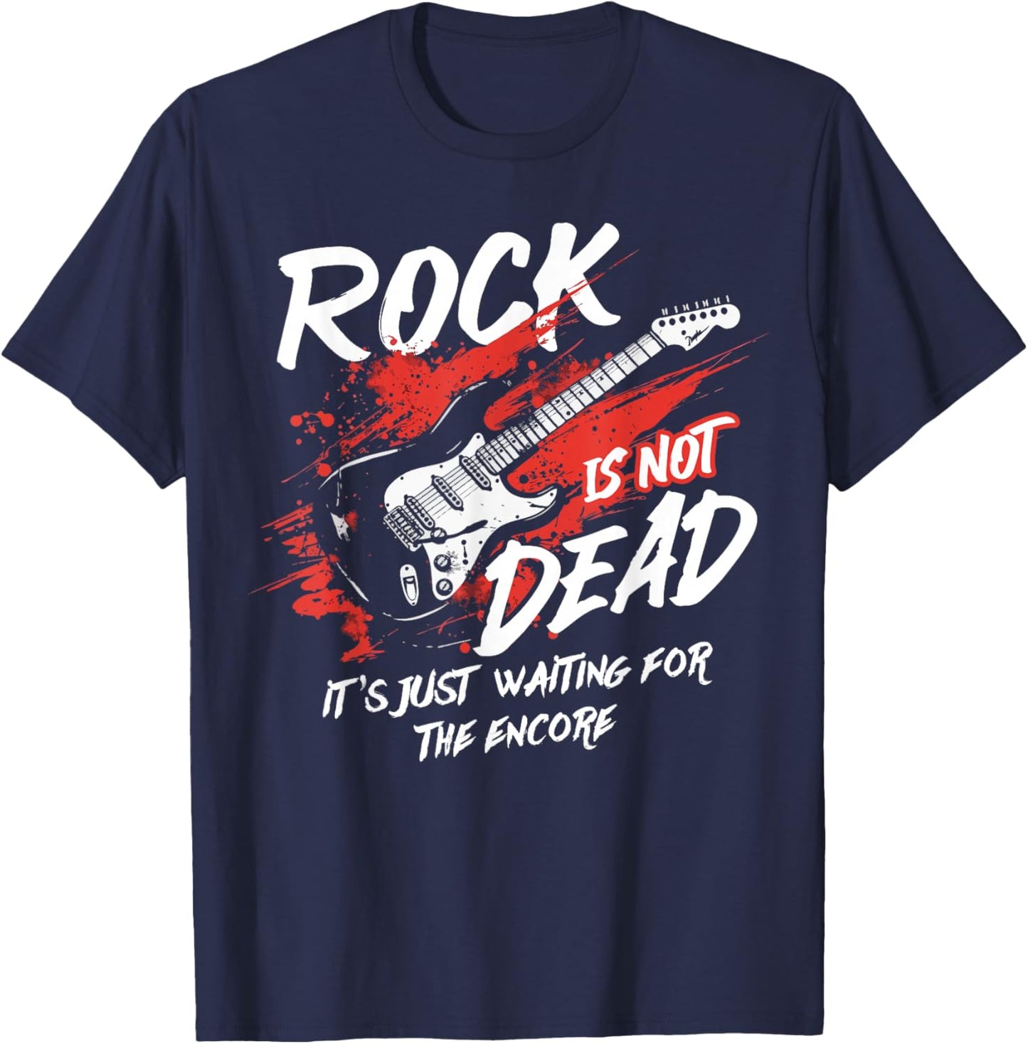 Rock Music Is Not Dead It's Just Waiting T-Shirt - T-Shirt | Navy