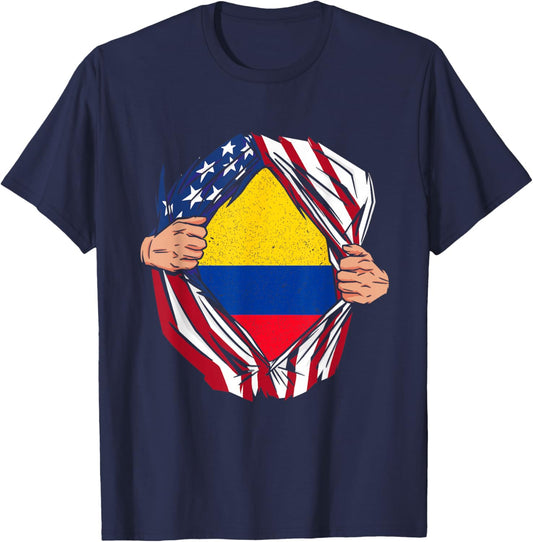 Colombia Pride Flag Colombian National Expat Heritage T-Shirt - T-Shirt | Navy