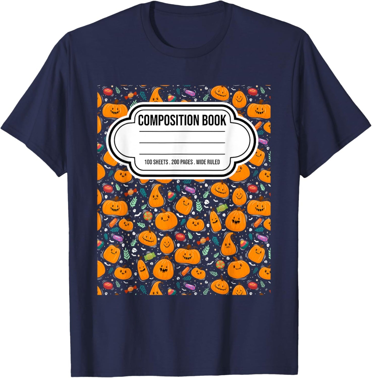 Composition Notebook Shirt Group Halloween Costume - Black, Small - Halloween Costume for Teachers, Students, Book Lovers - Short Sleeve, , Classic Fit, -Adults & Kids T-Shirt - T-Shirt | Navy