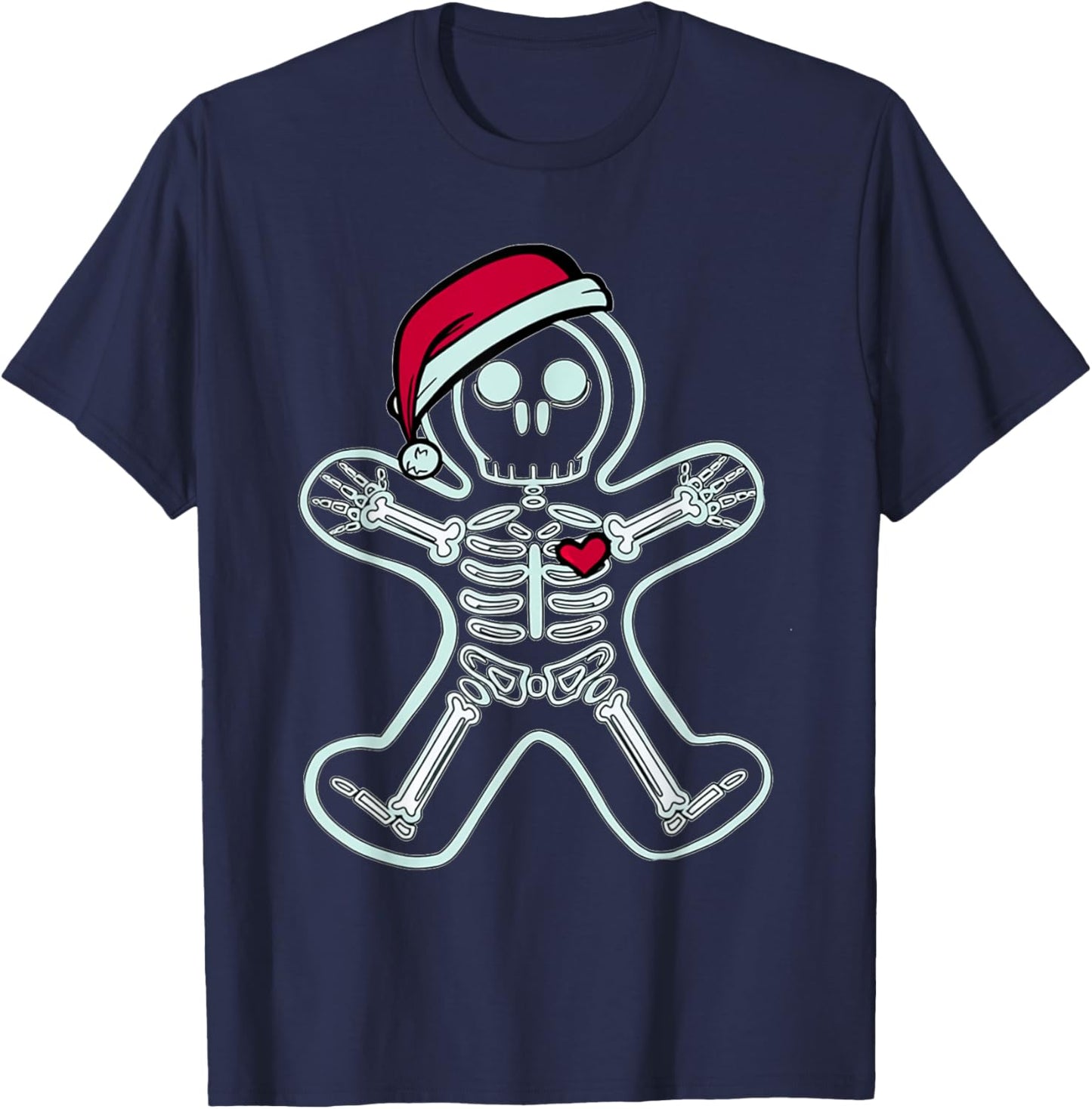 Christmas XRay Gingerbread Man Skeleton Santa Hat Radiology T-Shirt - T-Shirt | Navy