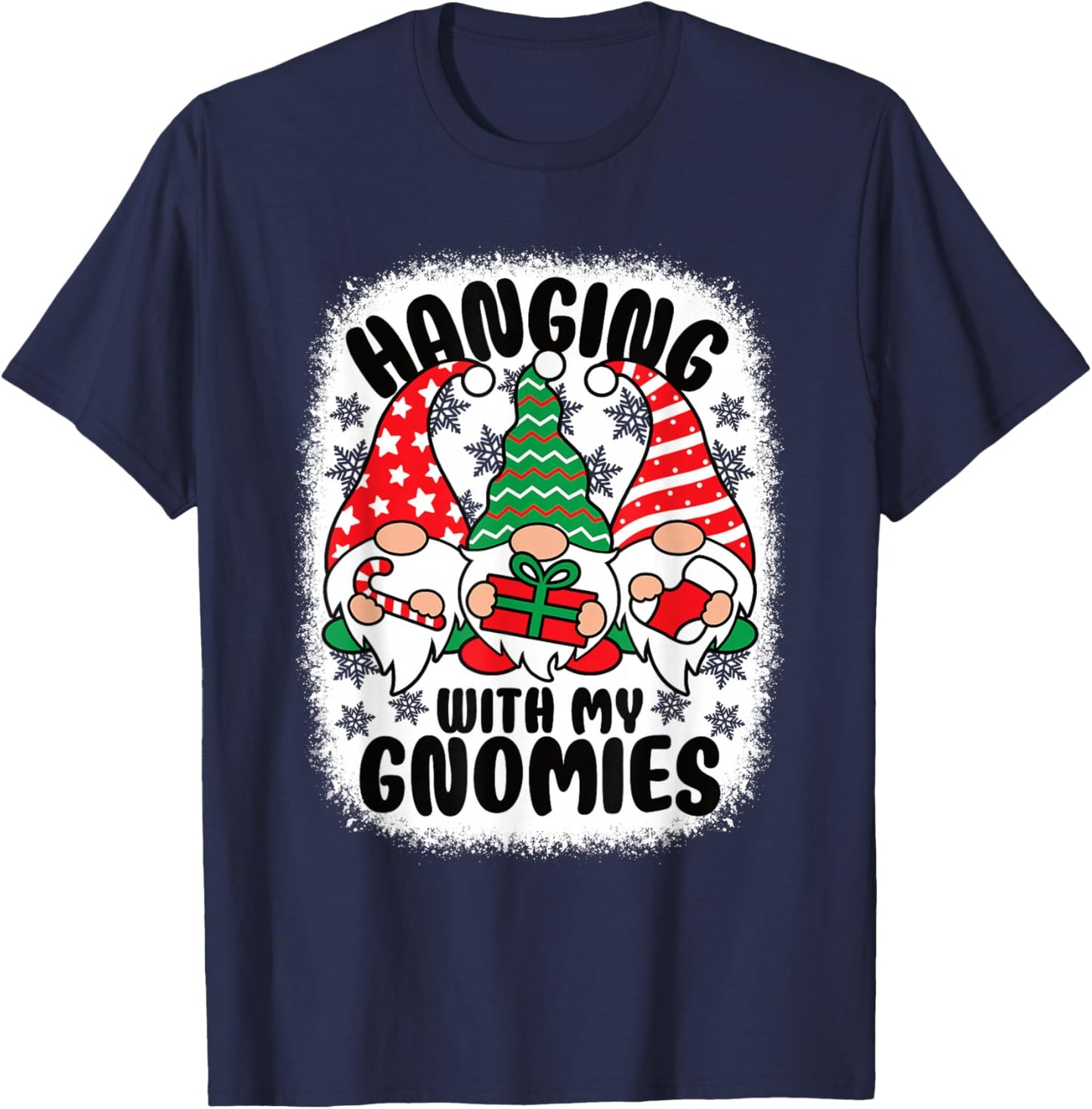 Hanging With My Gnomies Funny Christmas Xmas Gnome T-Shirt - T-Shirt | Navy