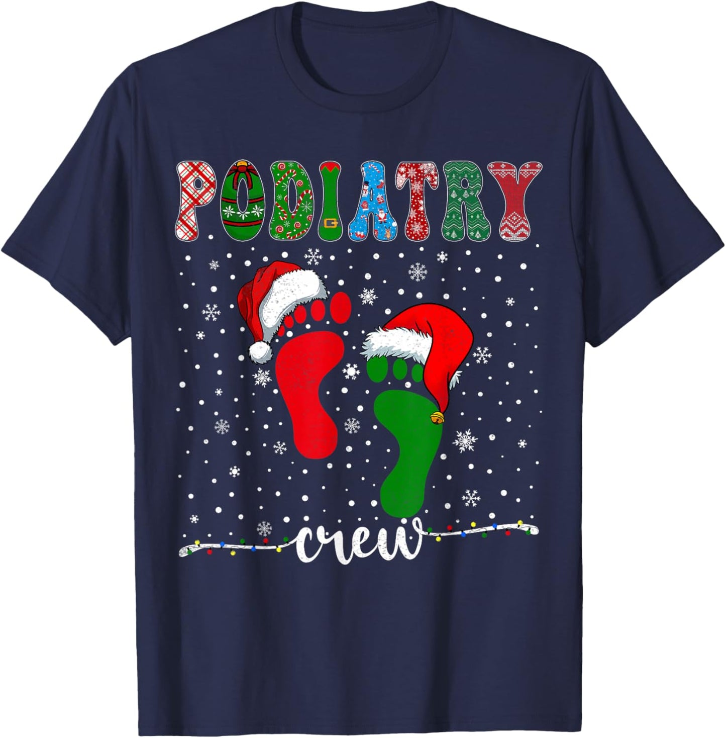 Christmas Footprint Doctor Podiatrist Podiatry Crew Xmas T-Shirt - T-Shirt | Navy