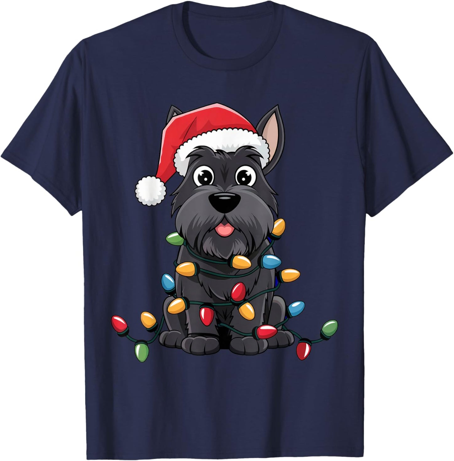 Scottish Terrier Christmas Lights Xmas Dogs Gifts Men Women T-Shirt - T-Shirt | Navy