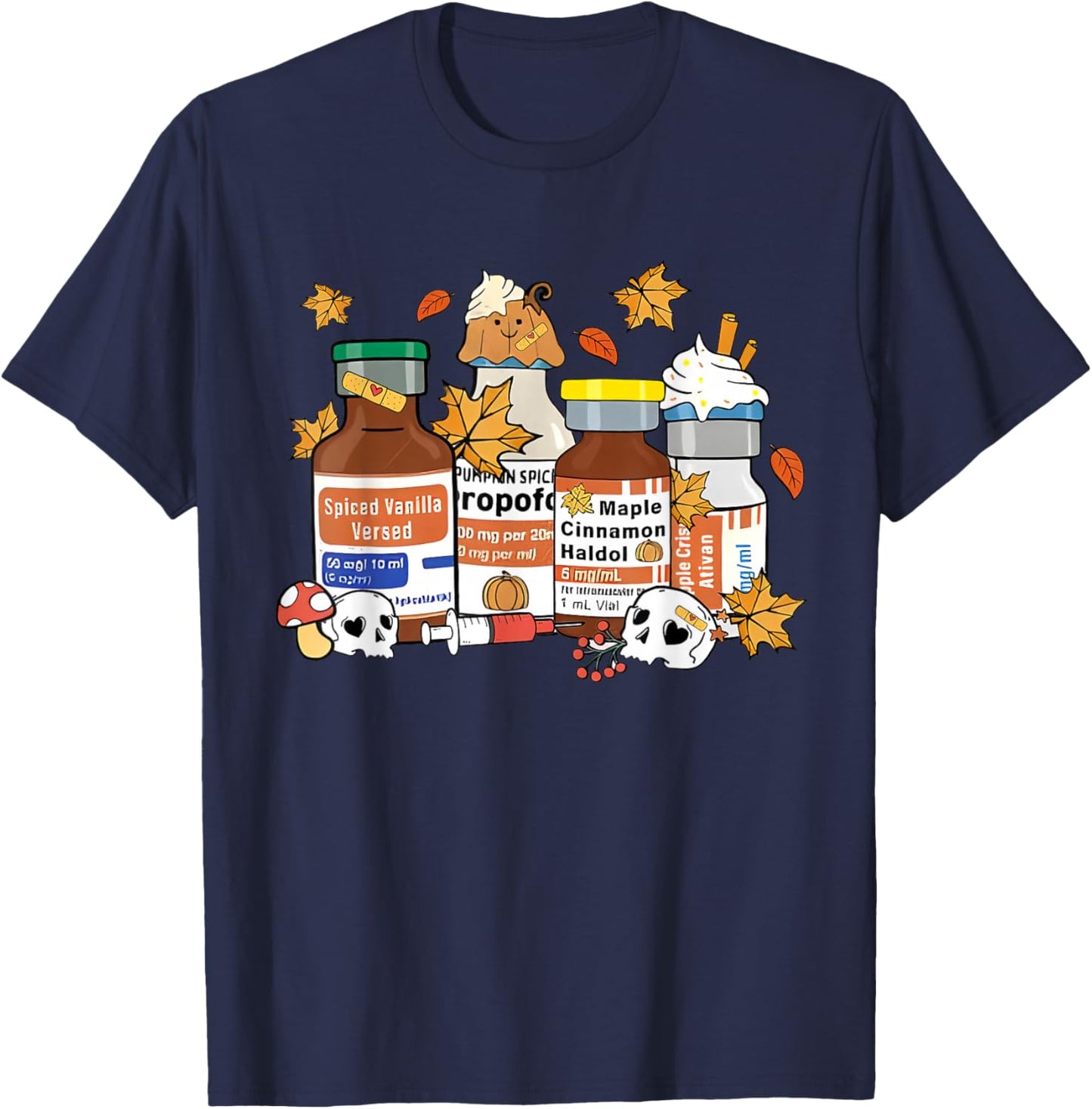 Thanksgiving Er Nurse Fall Nurse Shirt Er Ed Emergency Room T-Shirt - T-Shirt | Navy
