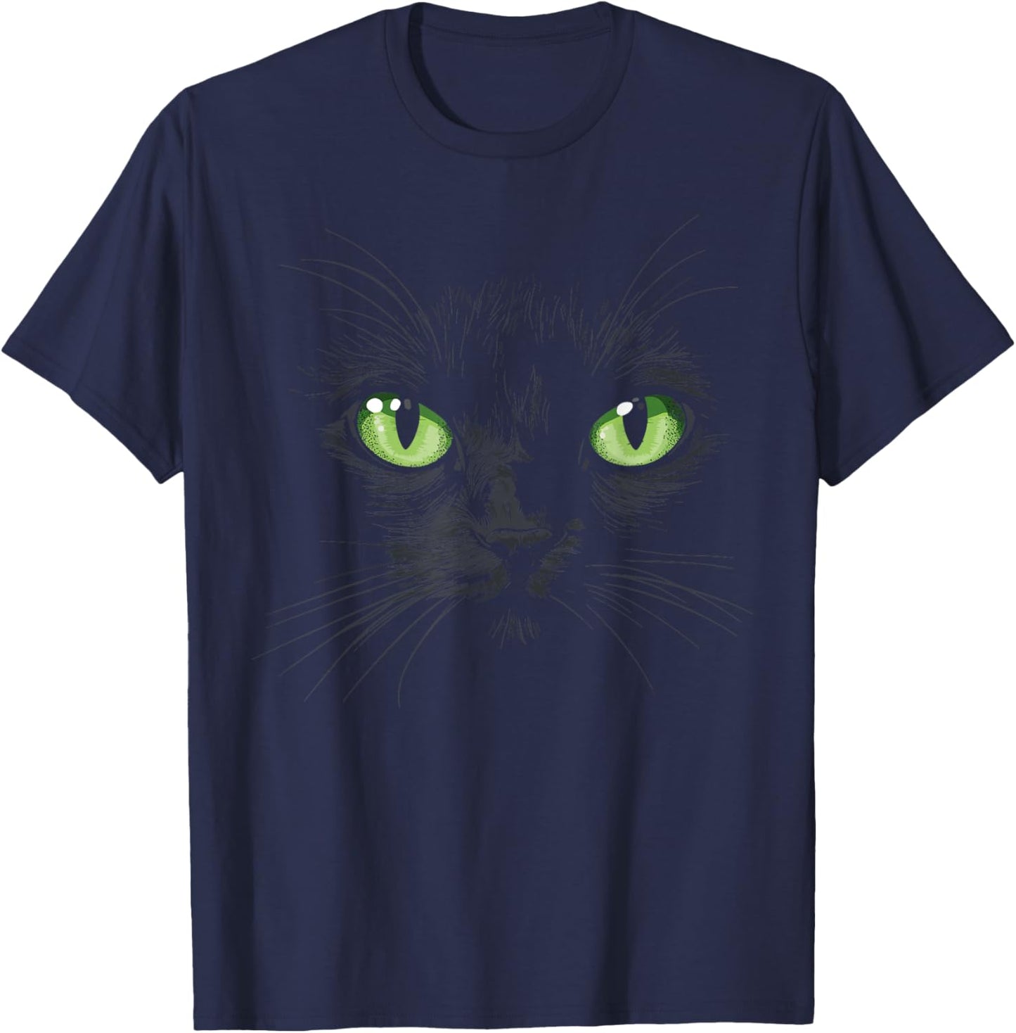 Black Cat with Green Eyes Women Kids T-Shirt - T-Shirt | Navy